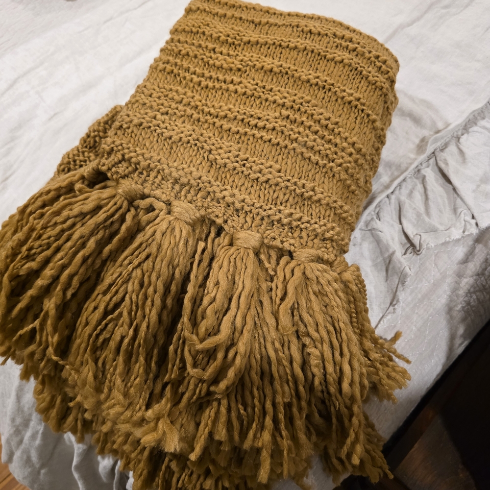 Threshold Mustard Knitted Throw Blanket